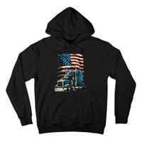 Trucker Us American Flag For Patriotic Tall Hoodie