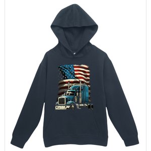 Trucker Us American Flag For Patriotic Urban Pullover Hoodie