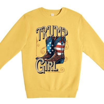 Trump Usa American Cow Boots Meaningful Gift Premium Crewneck Sweatshirt