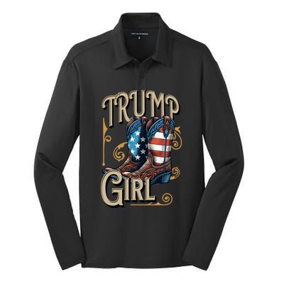 Trump Usa American Cow Boots Meaningful Gift Silk Touch Performance Long Sleeve Polo