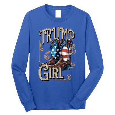 Trump Usa American Cow Boots Meaningful Gift Long Sleeve Shirt