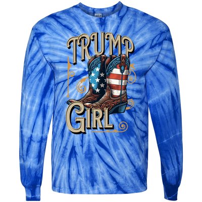 Trump Usa American Cow Boots Meaningful Gift Tie-Dye Long Sleeve Shirt