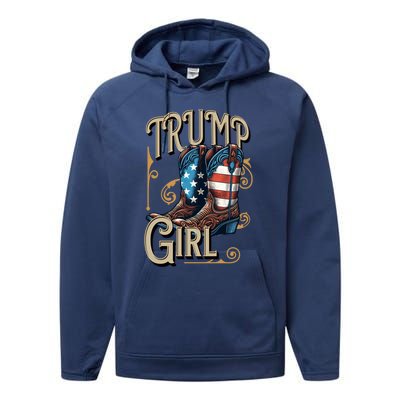 Trump Usa American Cow Boots Meaningful Gift Performance Fleece Hoodie