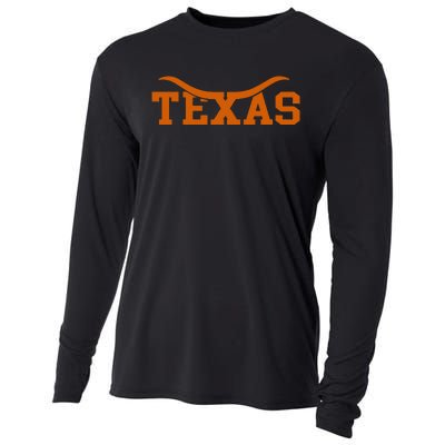 Texas Usa Bull American Font Cooling Performance Long Sleeve Crew