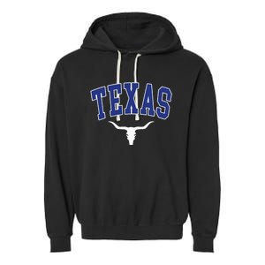 Texas USA Bull America Font Garment-Dyed Fleece Hoodie