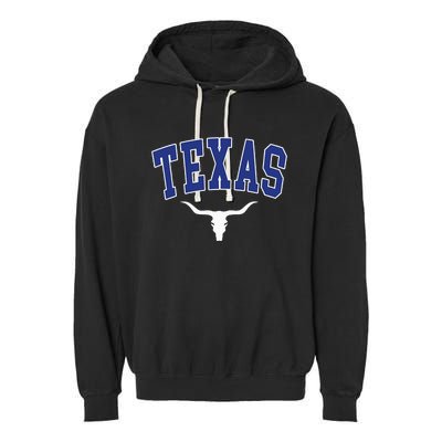 Texas USA Bull America Font Garment-Dyed Fleece Hoodie