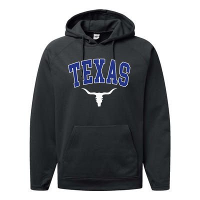 Texas USA Bull America Font Performance Fleece Hoodie