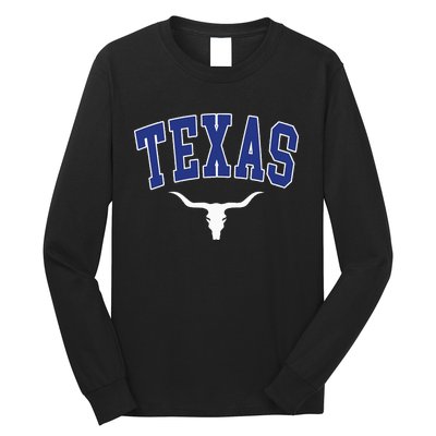 Texas USA Bull America Font Long Sleeve Shirt