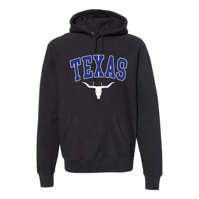 Texas USA Bull America Font Premium Hoodie