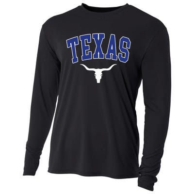 Texas USA Bull America Font Cooling Performance Long Sleeve Crew