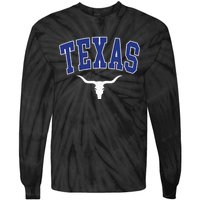 Texas USA Bull America Font Tie-Dye Long Sleeve Shirt