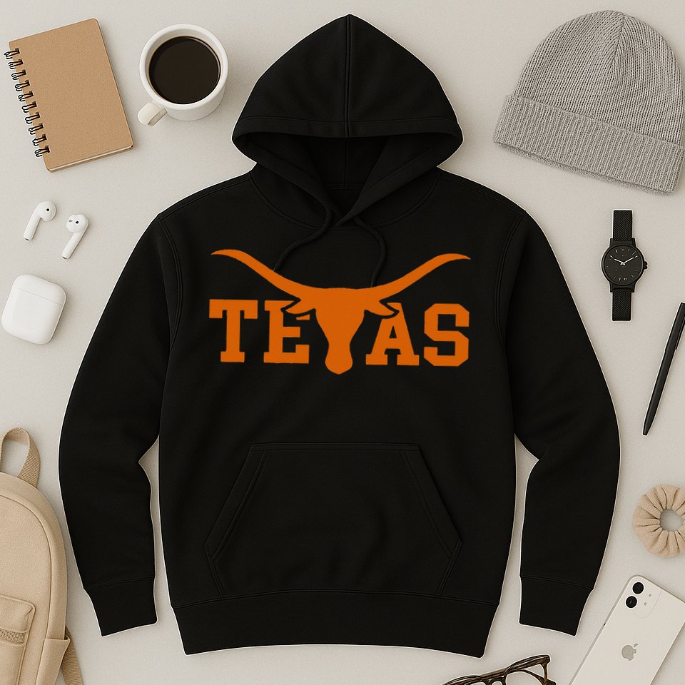 Texas USA Bull American Font Hoodie