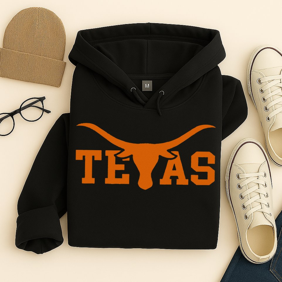 Texas USA Bull American Font Hoodie