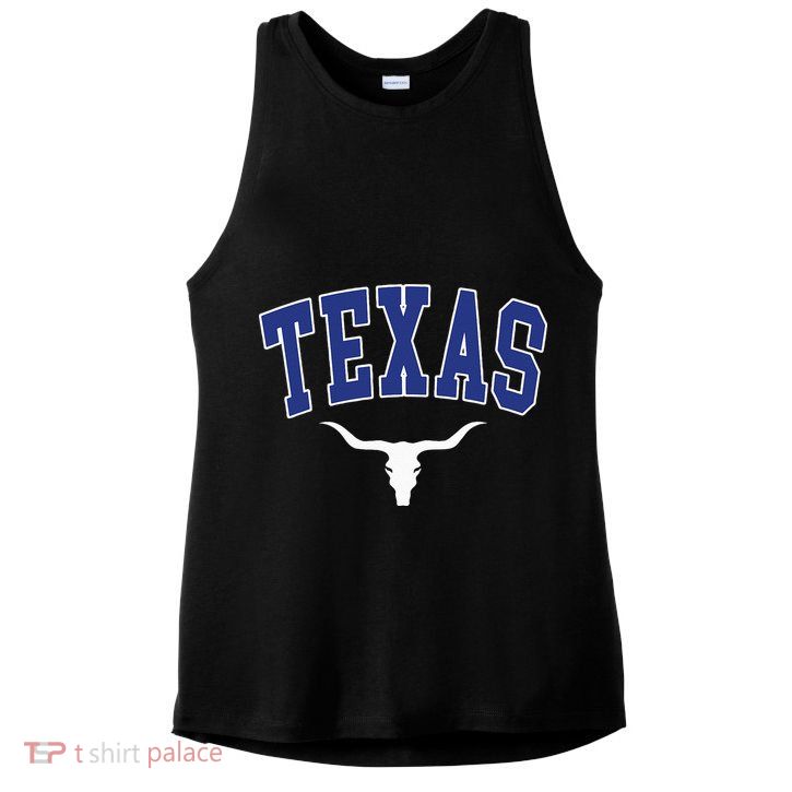 Texas USA Bull America Font Ladies PosiCharge Tri-Blend Wicking Tank