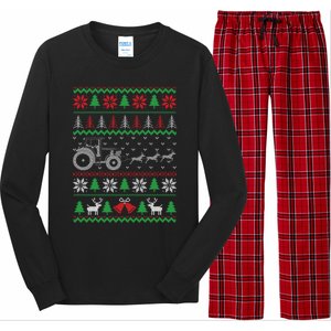 Tractor Ugly Christmas Funny Farming Farmer Xmas Meaningful Gift Long Sleeve Pajama Set