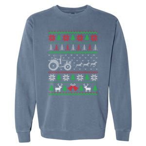 Tractor Ugly Christmas Funny Farming Farmer Xmas Meaningful Gift Garment-Dyed Sweatshirt