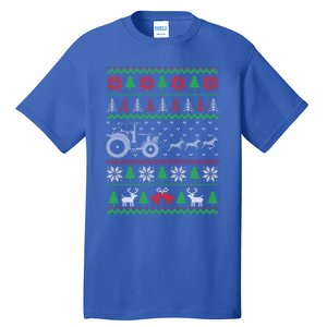 Tractor Ugly Christmas Funny Farming Farmer Xmas Meaningful Gift Tall T-Shirt