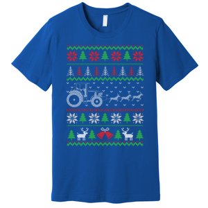 Tractor Ugly Christmas Funny Farming Farmer Xmas Meaningful Gift Premium T-Shirt