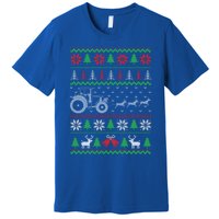 Tractor Ugly Christmas Funny Farming Farmer Xmas Meaningful Gift Premium T-Shirt