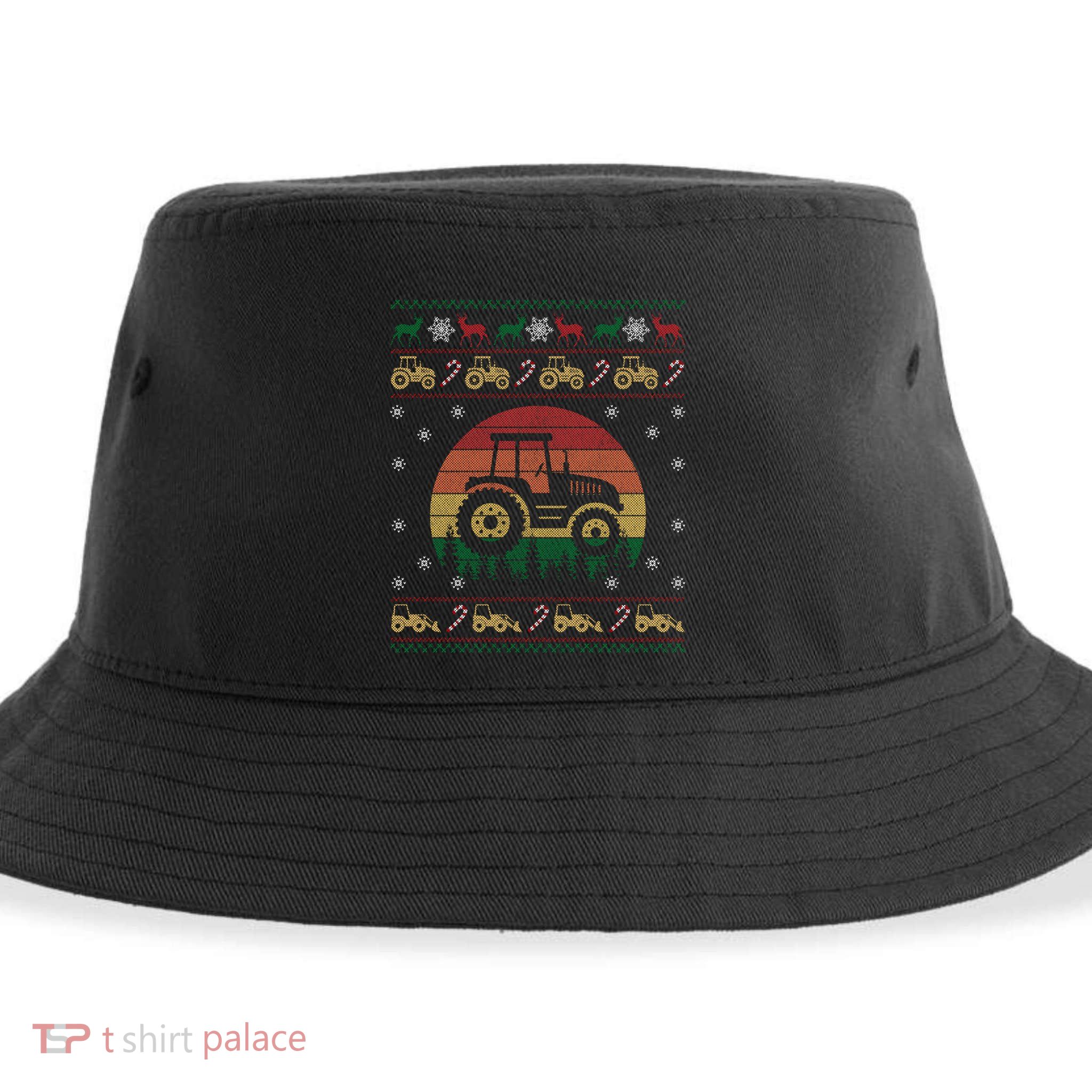 Tractor Ugly Christmas Xmas Gift For Farmer Great Gift Sustainable Bucket Hat