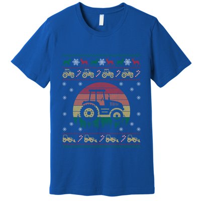 Tractor Ugly Christmas Xmas Gift For Farmer Great Gift Premium T-Shirt