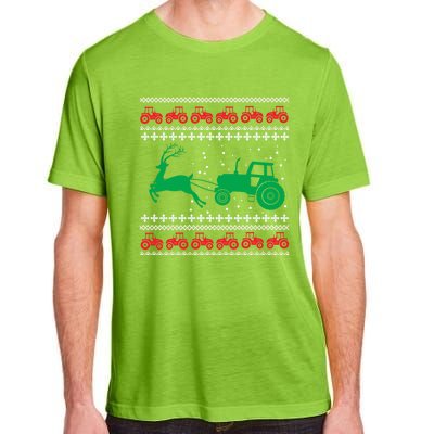 Tractors Ugly Christmas Farming Farmer Xmas Reindeer Cool Gift Adult ChromaSoft Performance T-Shirt