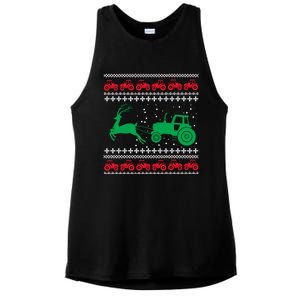 Tractors Ugly Christmas Farming Farmer Xmas Reindeer Cool Gift Ladies PosiCharge Tri-Blend Wicking Tank