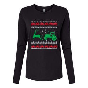 Tractors Ugly Christmas Farming Farmer Xmas Reindeer Cool Gift Womens Cotton Relaxed Long Sleeve T-Shirt