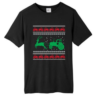 Tractors Ugly Christmas Farming Farmer Xmas Reindeer Cool Gift Tall Fusion ChromaSoft Performance T-Shirt