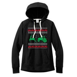 Tractors Ugly Christmas Farming Farmer Xmas Reindeer Cool Gift Women's Fleece Hoodie