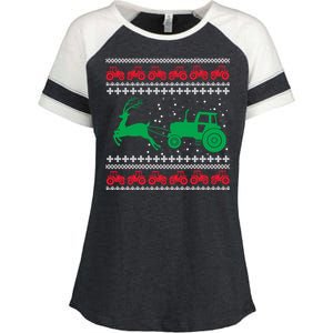 Tractors Ugly Christmas Farming Farmer Xmas Reindeer Cool Gift Enza Ladies Jersey Colorblock Tee