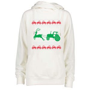 Tractors Ugly Christmas Farming Farmer Xmas Reindeer Cool Gift Womens Funnel Neck Pullover Hood