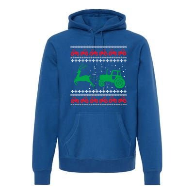 Tractors Ugly Christmas Farming Farmer Xmas Reindeer Cool Gift Premium Hoodie