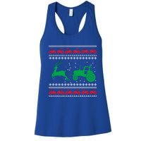 Tractors Ugly Christmas Farming Farmer Xmas Reindeer Cool Gift Women's Racerback Tank