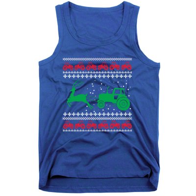 Tractors Ugly Christmas Farming Farmer Xmas Reindeer Cool Gift Tank Top