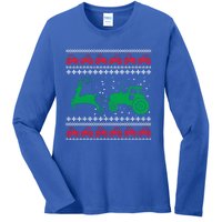 Tractors Ugly Christmas Farming Farmer Xmas Reindeer Cool Gift Ladies Long Sleeve Shirt