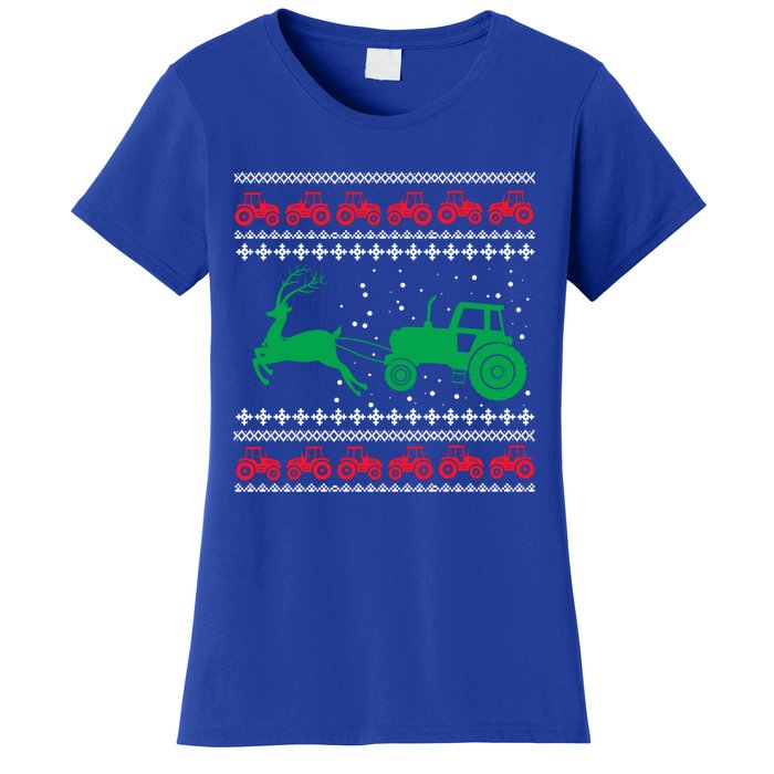 Tractors Ugly Christmas Farming Farmer Xmas Reindeer Cool Gift Women's T-Shirt