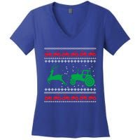 Tractors Ugly Christmas Farming Farmer Xmas Reindeer Cool Gift Women's V-Neck T-Shirt