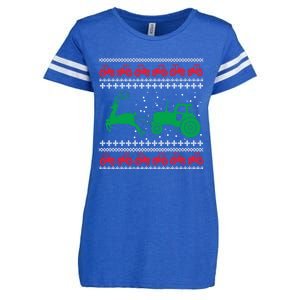 Tractors Ugly Christmas Farming Farmer Xmas Reindeer Cool Gift Enza Ladies Jersey Football T-Shirt