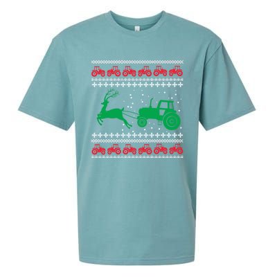 Tractors Ugly Christmas Farming Farmer Xmas Reindeer Cool Gift Sueded Cloud Jersey T-Shirt