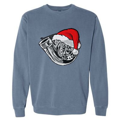 Turbo Ugly Christmas Car Enthusiast Racing Drifting Matching Cute Gift Garment-Dyed Sweatshirt