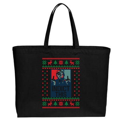 Trump Ugly Christmas Funny Ugly Cotton Canvas Jumbo Tote