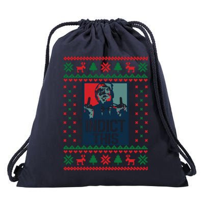 Trump Ugly Christmas Funny Ugly Drawstring Bag