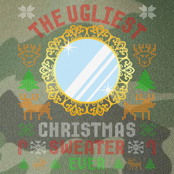 The Ugliest Christmas Sweater Ever With An Image Of A Mirror Legacy Tie Dye Trucker Hat