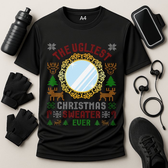 The Ugliest Christmas Sweater Ever With An Image Of A Mirror Performance Shirt