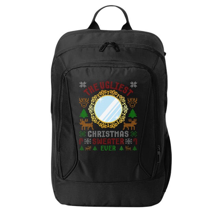 The Ugliest Christmas Sweater Ever With An Image Of A Mirror City Backpack