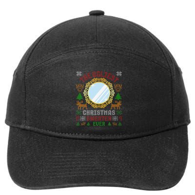 The Ugliest Christmas Sweater Ever With An Image Of A Mirror 7-Panel Snapback Hat