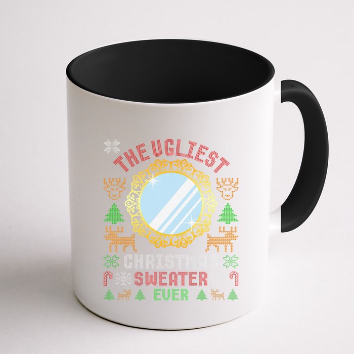 The Ugliest Christmas Sweater Ever With An Image Of A Mirror Mug