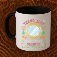 The Ugliest Christmas Sweater Ever With An Image Of A Mirror Mug
