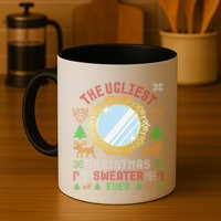 The Ugliest Christmas Sweater Ever With An Image Of A Mirror Mug